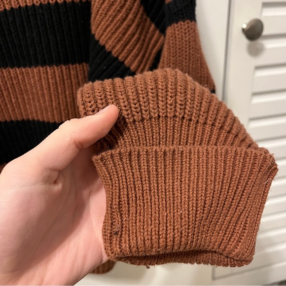 French Connection Black & Brown Stripe Sweater - Picture 4 of 5